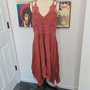 Maurices Rust Crochet Bodice Midi Dress